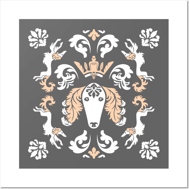 The Spirit of Saluki Damask (Gray) Wall Art by illucalliart